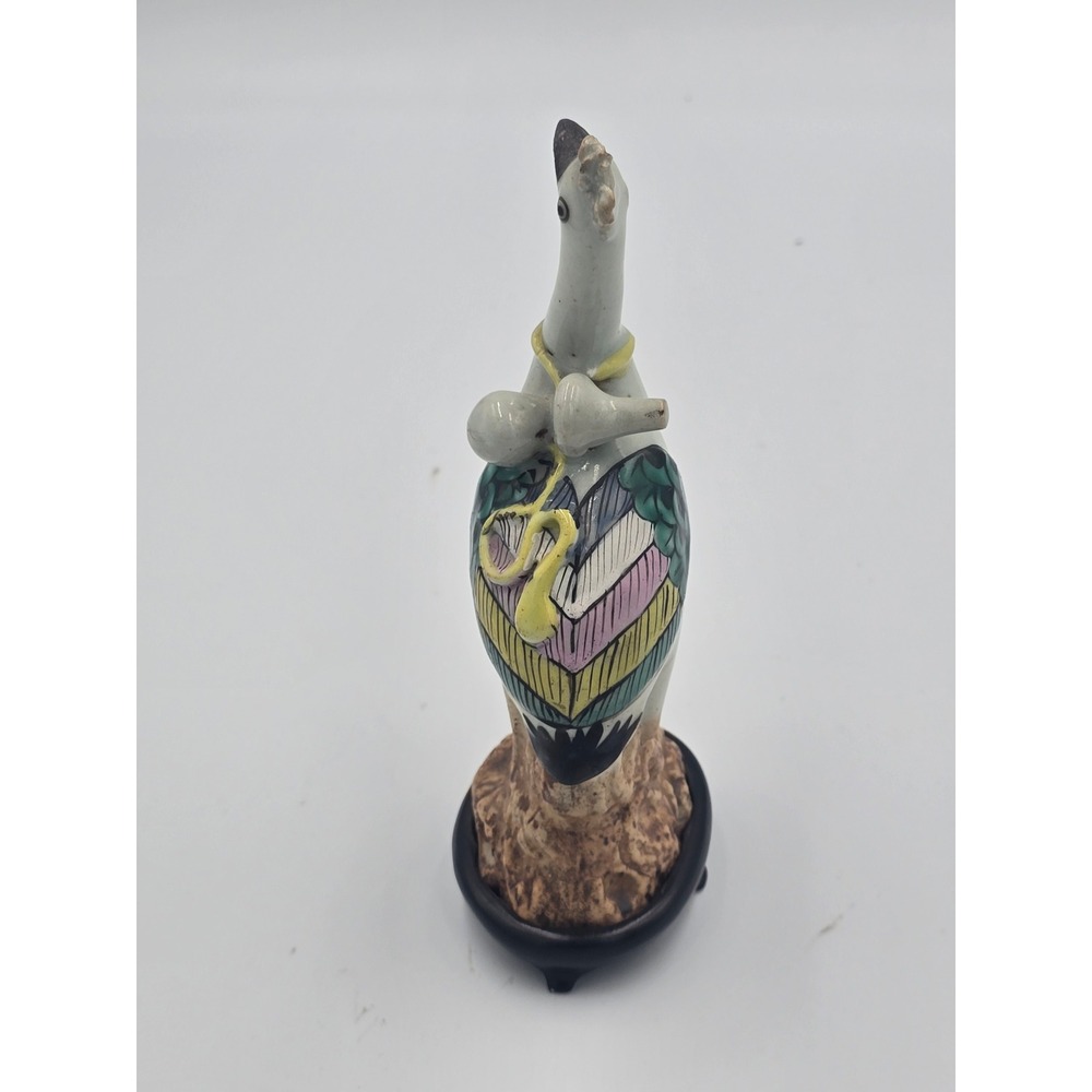Vintage 1970s Chinese Famille Rose Porcelain Stork Figurine Bird with Box #120 - Picture 2 of 14